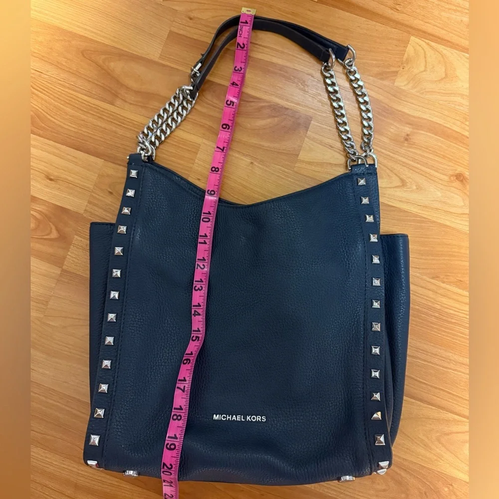 Michael Kors Navy, Studded Pebble Leather Chain Bag